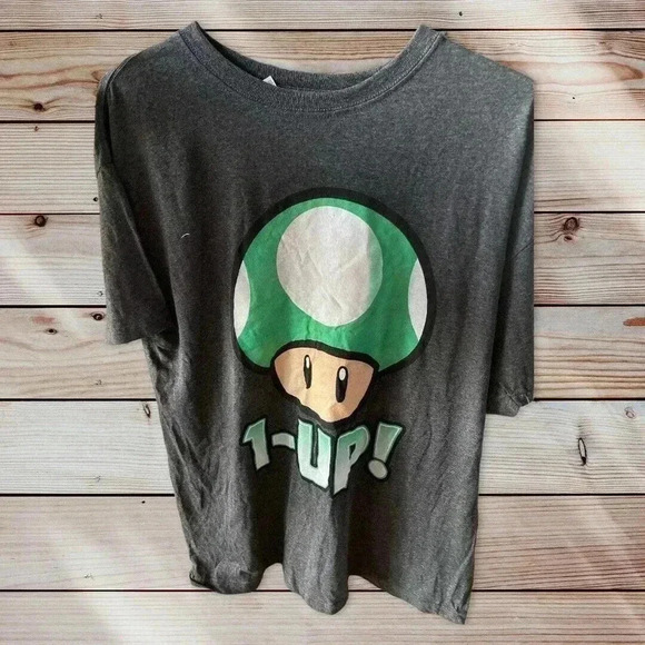 NINTENDO SIZE LARGE BLACK TEE WITH 1-UP! GRAPHIC - Picture 1 of 2